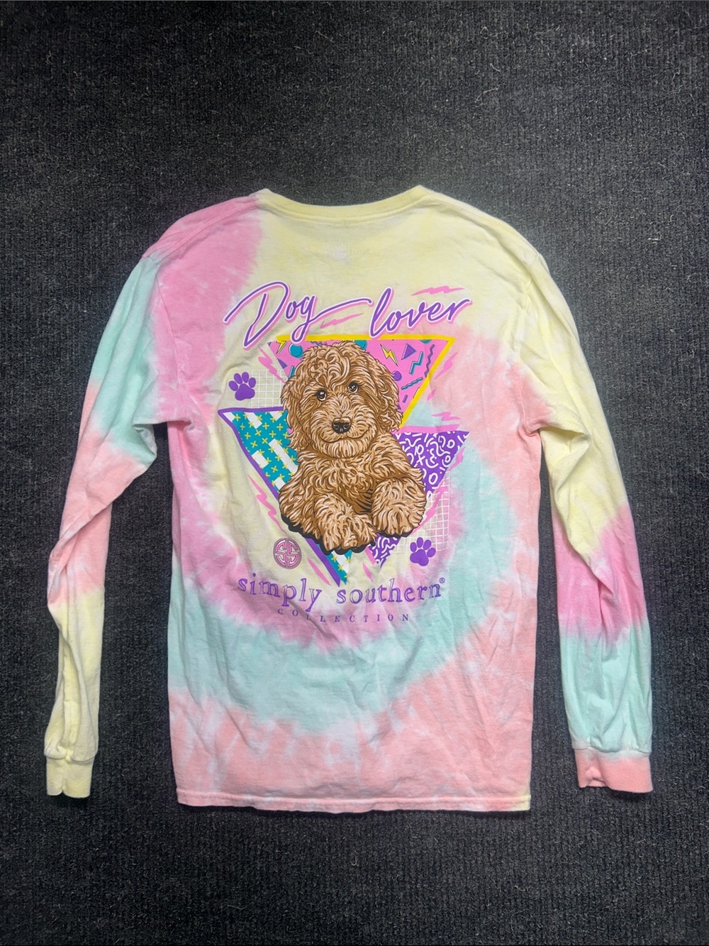 Simply Southern Pastel Tie-Dye Spiral Long Sleeve Tee - Pink, Yellow, Blue, Mint - Picture 4 of 4